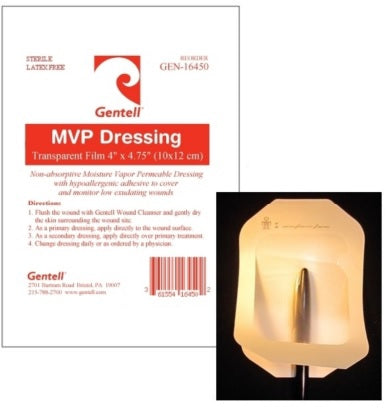 Gentell Gentell MVP Transparent Film Dressing with Border Rectangle 4 X 5 Inch Frame Style Delivery Without Label Sterile - GEN-16450
