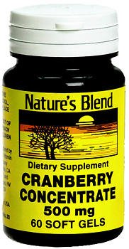 National Vitamin Company Nature's Blend Herbal Supplement Cranberry Concentrate 500 mg Strength Softgel 60 per Bottle Cranberry Flavor - 54629000020