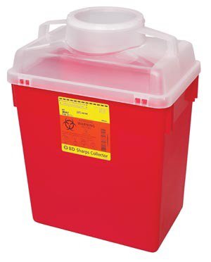 Becton Dickinson BD Sharps Container Nestable 17-1/2 H X 12-4/5 W x 8-4/5 D Inch 6 Gallon Red Vertical Entry Funnel - 305078