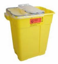 Becton Dickinson BD Chemotherapy Sharps Container 1-Piece 18 H X 10-1/2 W X 7-1/2 D Inch 5 Gallon Yellow Vertical Entry Funnel - 305114
