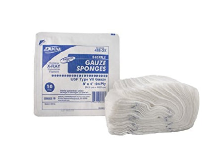 Dukal Dukal USP Type VII X-Ray Detectable Gauze Sponge Cotton 24-Ply 4 X 8 Inch Rectangle Sterile - 488-2X