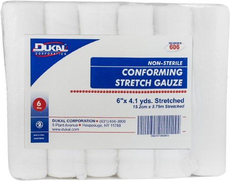 Dukal - Conforming Bandage Polyester / Rayon 8-Ply 6 Inch X 4-1/10 Yard Roll Shape NonSterile - 606