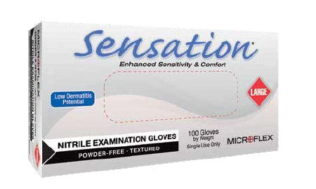 Microflex Medical High FiveSensation Exam Glove Large NonSterile Nitrile Standard Cuff Length Textured Fingertips Blue Not Chemo Approved - N733