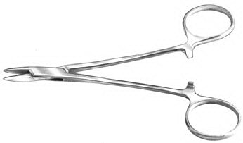Bausch & Lomb Needle Holder 134 mm Straight, Heavy 13 mm Special Hard Serrated Jaw Finger Ring Handle - N5700