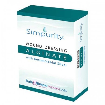 Safe N Simple Simpurity Calcium Alginate Dressing with Silver 2 X 2 Inch Square Sterile - SNS51702