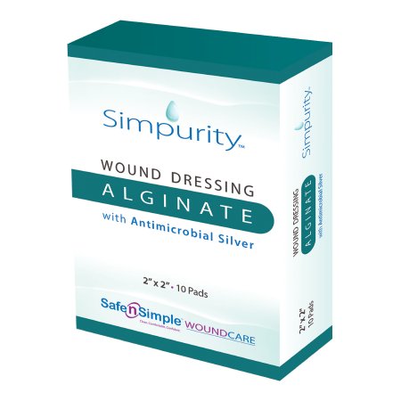 Simpurity - Silver Alginate Dressing 2 X 2 Inch Square Sterile - SNS51702