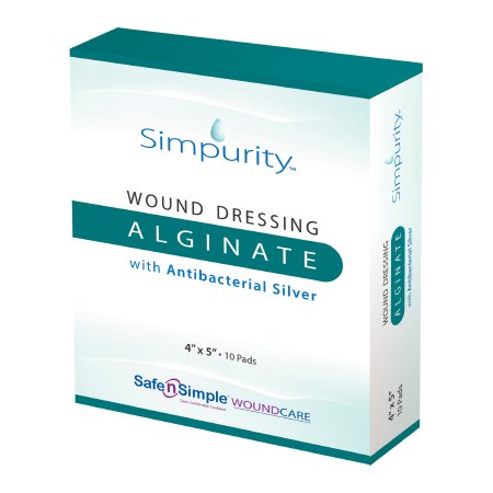Simpurity - Silver Alginate Dressing 4 X 5 Inch Rectangle Sterile - SNS51720