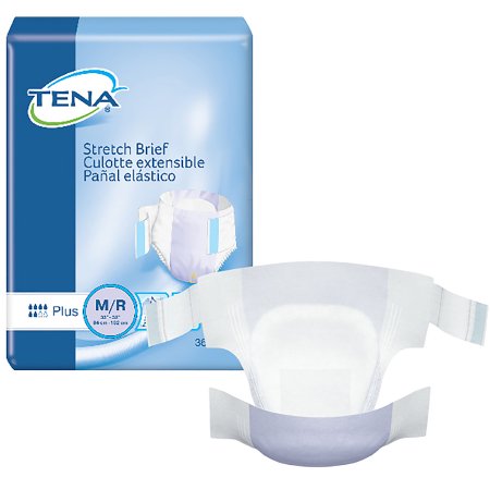TENA Stretch Plus - Unisex Adult Incontinence Brief Medium Disposable Moderate Absorbency - 67602