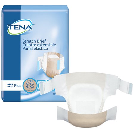 TENA Stretch Plus - Unisex Adult Incontinence Brief Large / X-Large Disposable Moderate Absorbency - 67603