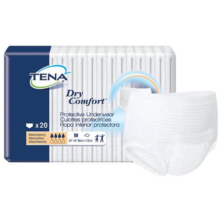 TENA Dry Comfort - Unisex Adult Absorbent Underwear Pull On with Tear Away Seams Medium Disposable Moderate Absorbency - 72422