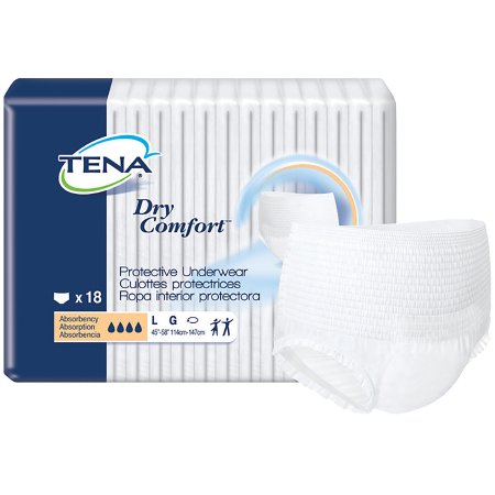 TENA Dry Comfort - Unisex Adult Absorbent Underwear Pull On with Tear Away Seams Large Disposable Moderate Absorbency - 72423