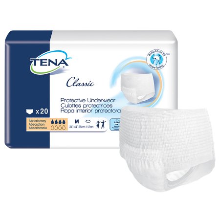 TENA Classic - Unisex Adult Absorbent Underwear Pull On with Tear Away Seams Medium Disposable Moderate Absorbency - 72513