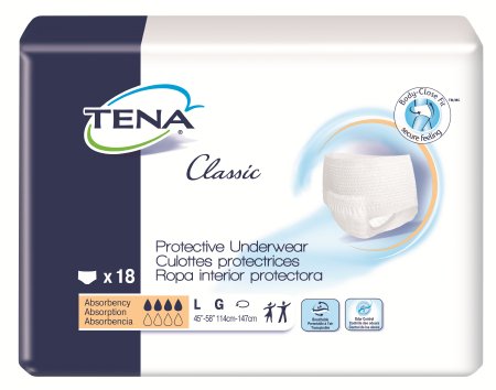 Essity HMS North America Inc TENA Classic Adult Absorbent Underwear Pull On Large Disposable Moderate Absorbency - 72514