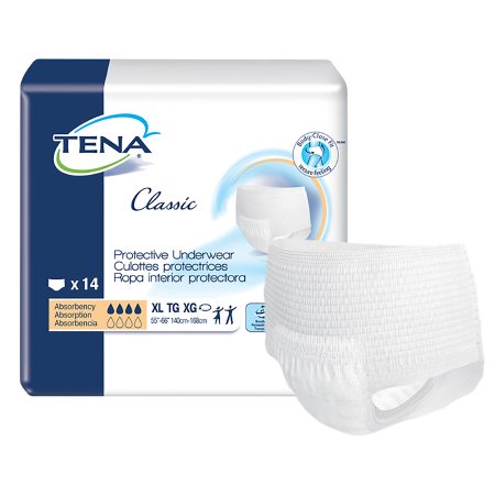 TENA Classic - Unisex Adult Absorbent Underwear Pull On with Tear Away Seams X-Large Disposable Moderate Absorbency - 72516