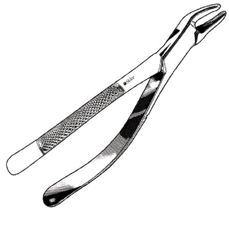 Sklar - Extracting Forceps 7-1/4 Inch Length OR Grade Stainless Steel NonSterile NonLocking Plier Handle Curved #150 Serrated Tips - 49-4265