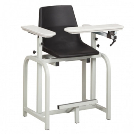 Clinton Industries Lab Series Extra-Tall Blood Drawing Chair Single Adjustable Flip Armrest Black - 66011-P-3BK