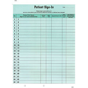 Tabbies Healthcare Forms Patient Sign-In Forms - 8-1/2"W x 11"H, 125 per Pack