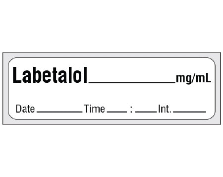 Shamrock Scientific Shamrock Pre-Printed Label Anesthesia Label LABETALOL _____ mg / ml / Date _____ Time _____ Int. _____ White 1/2 X 500 Inch - SA-3213-DTI-PRE