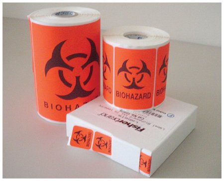 Fisher Scientific Fisherbrand Pre-Printed Label Warning Label BIOHAZARD Orange 5 X 5 Inch - 15928