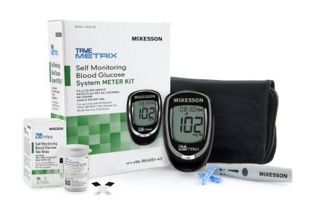 Mckesson Brand Blood Glucose Meter Mckesson True Metrix 4 Second Results Stores Up To 500 Results With Date And Time Auto Coding - 06-RE4051-43