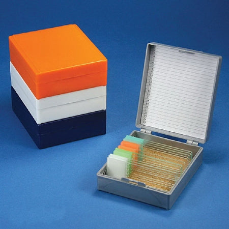 Globe Scientific Slide Box 25 Slides, Blue, With Cork Lined - 513075B