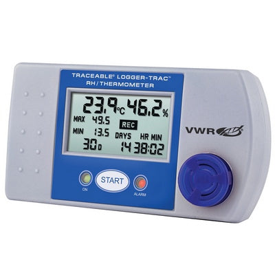VWR International VWR Traceable Logger-Trac Datalogging Digital Thermometer / Hygrometer Fahrenheit / Celsius -20.2° to 161.6° F (-29° to 72° C) Battery Operated - 10154-376