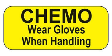 Health Care Logistics Indeed Pre-Printed Label Warning Label Chemo Wear Gloves When Handling Yellow 5/8 X 1-1/2 Inch - 18304