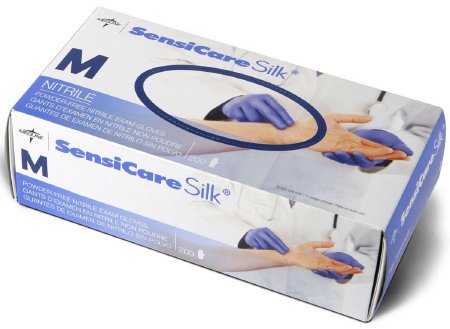 SensiCare Silk - Exam Glove Medium NonSterile Nitrile Standard Cuff Length Textured Fingertips Blue Chemo Tested - MDS2585