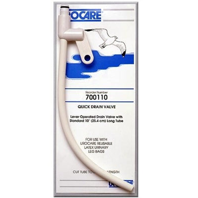 Urocare Products Urocare Quick Drain Valve Long DrainTube Standard, 0.25 I.D. X 10 Long Inch, White rubber and Plastic, NonSterile - 70011012