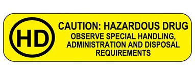 Health Care Logistics Indeed Pre-Printed Label Warning Label Caution: Hazardous Drug Observe Special Handling, Administration and Disposal Requirements Yellow 9/16 X 2-3/16 Inch - 18595