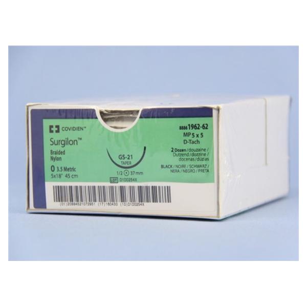 Medtronic MITG-Covidien Suture 0 Nylon Gs-21 Surgilon Black 18" Braid 24/Ca - 8886196262