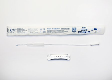Cure Catheter - Urethral Catheter Coude Tip Hydrophilic Coated Plastic 12 Fr. 16 Inch - HM12C