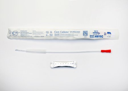 Cure Catheter - Urethral Catheter Coude Tip Hydrophilic Coated Plastic 16 Fr. 16 Inch - HM16C