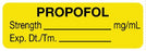 United Ad Label Pre-Printed Label Anesthesia Label PROPOFOL/Strength_____mg/mL/Exp.Dt./Tm.____ Yellow 1/2 X 1-1/2 Inch - ULAL006