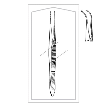 Sklar Econo Dressing Forceps Iris 4 Inch Floor Grade Stainless Steel Sterile NonLocking Thumb Handle Half Curved Serrated Tips - 96-2515