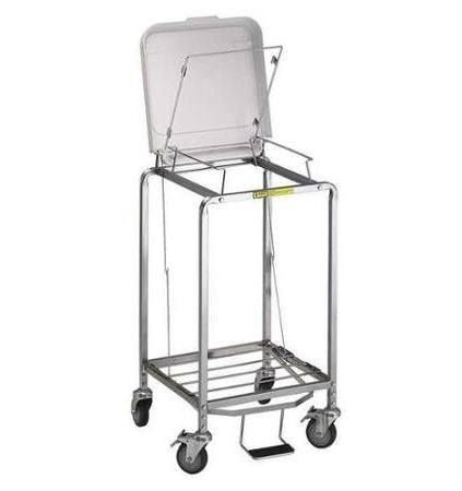 R & B Wire Products Deluxe Hamper Stand Rolling Square Opening Foot Pedal Self-Closing Lid - 672NB