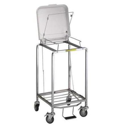 R & B Wire Products - Hamper Stand Easy Access Square Opening Foot Pedal Self-Closing Lid - 672NB