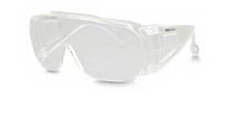 Florida Medical Sales Elite Safety Series Classic Shield Safety Glasses Wraparound Clear Tint Polycarbonate Lens Clear Frame Over Ear One Size Fits Most - VS11
