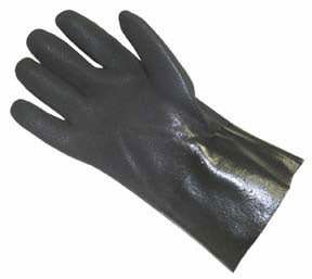 Fisher Scientific Fisherbrand Chemical Protection Glove One Size Fits Most PVC / Jersey Black 12 Inch Gauntlet Cuff NonSterile - 19046385