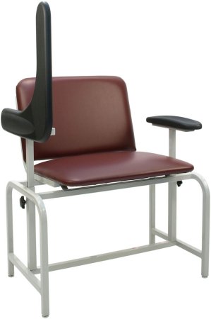 Winco Extra Wide Blood Drawing Chair with Drawer Single Pivot Armrest Gray - 2574-07