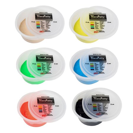 CanDo TheraPutty - Therapy Putty Set 2X-Soft / X-Soft / Soft / Medium / Firm / X-Firm 6 X 2 oz. - 10-1480