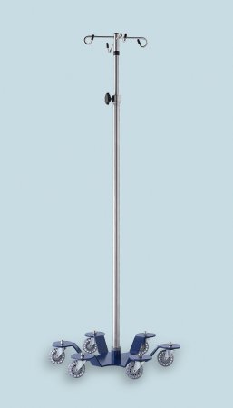 Blickman - IV Stand 4-Hook 6 Legs with 3 Inch Roller Blade Caster, 25-1/4 Inch Base Diameter, Powder Coated Carbon Steel Base - 0541370400