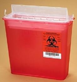 Health Care Logistics Sharps Container 4-3/4 W X 10-3/8 L X 9-1/8 H Inch 5 Quart Red Base / Translucent Lid Vertical Entry Lid - 9601-01