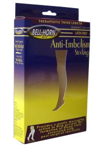 DJO Bell-Horn Anti-Embolism Stockings Thigh High Medium Black Open Toe - BH11350