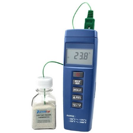 Thermco Products Inc Digital Freezer Thermometer Fahrenheit / Celsius -148° to 320°F (-100° to 160°C) With Bottle Bottle Probe Battery Operated - ACCULF307FC