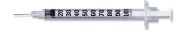 Becton Dickinson Ultra-Fine Lo-Dose Insulin Syringe with Needle 1 mL 29 Gauge 1/2 Inch Attached Needle Without Safety - 324704