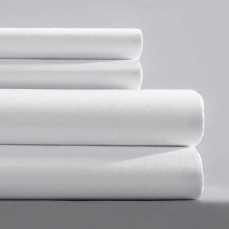 Standard Textile Bed Sheet Flat 81 X 115 Inch White Cotton 60%/ Polyester 40% Reusable - 3130100