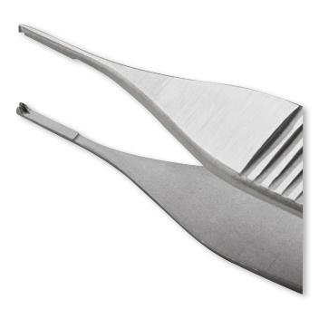 Lil' Tips - Tissue Forceps Adson 4-3/4 Inch Length Surgical Grade Stainless Steel Sterile NonLocking Thumb Handle Straight 1 X 2 Teeth - Medline - 66970