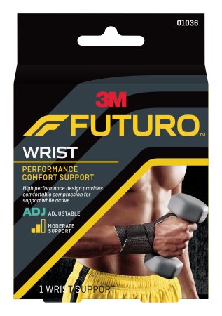 3M Futuro Performance Comfort - Wrist Support Low Profile / Wraparound Nylon / Polyester / Polyurethane / Spandex Left or Right Hand Black One Size Fits Most - 01036ENR