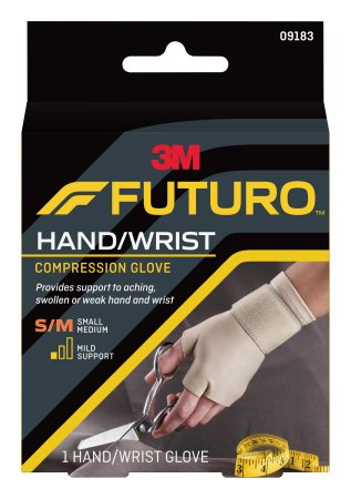 3M Futuro - Support Gloves Fingerless Small / Medium Over-the-Wrist Length Ambidextrous Nylon / Spandex - 09183ENR